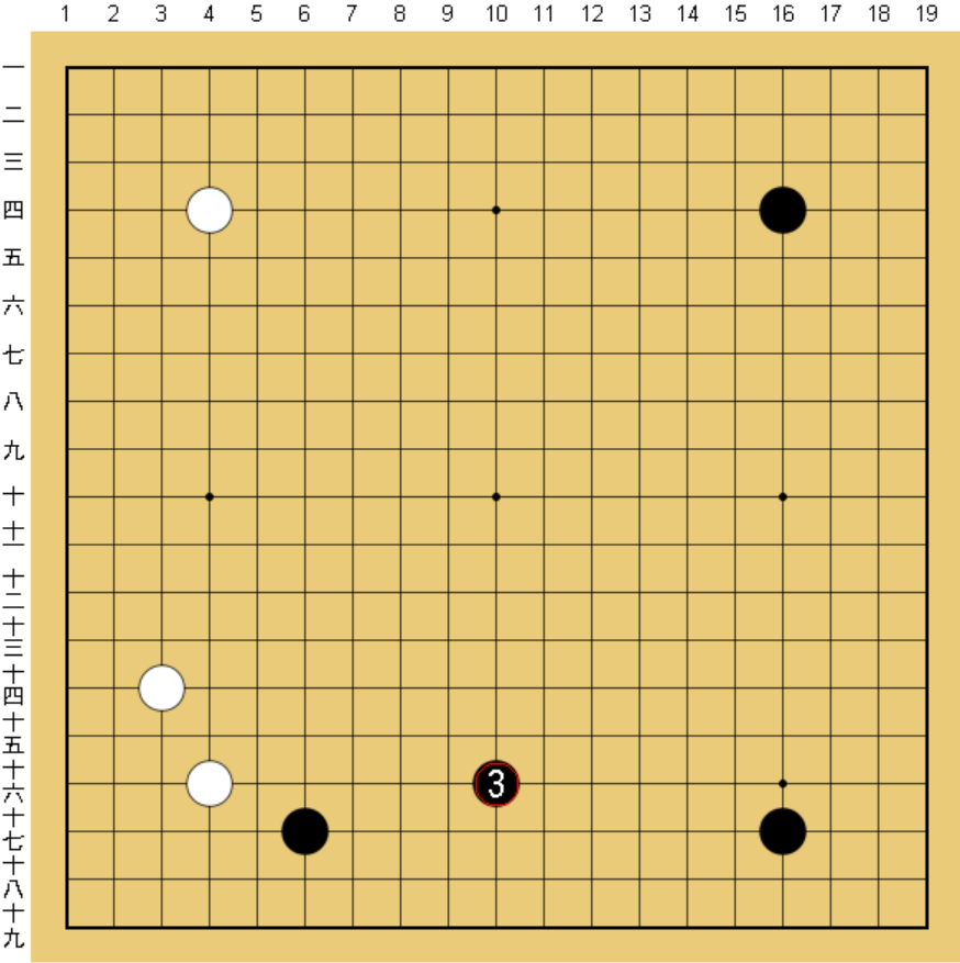 黒３は四線に構える方がバランスが良い